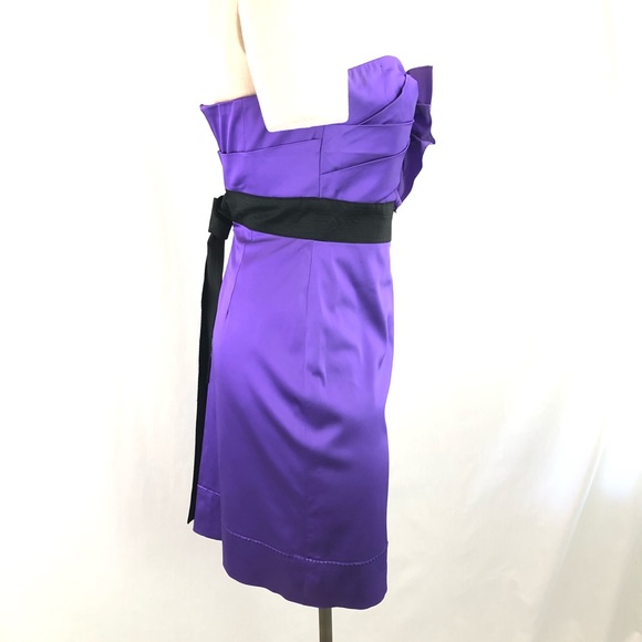 Phoebe Couture Strapless Dress Purple EUC Sz 4 Ruffled - Picture 7 of 14